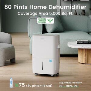 Waykar 80 Pints 2025 Energy Star Dehumidifier for Spaces up to 5,000 Sq. Ft